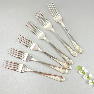 Vintage Sheffield Silver Plated Forks Set x 6 Floral Pattern Mid Century England - Picture 1 of 12