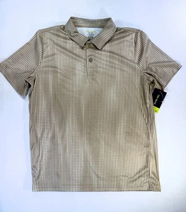 Tek Gear Dry Tek Polo Boys L Husky Tan Dotted Stripe UPF 40+ NWT - Picture 1 of 7