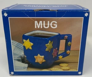 Earthenware Dreidel Coffee Mug Had Decorated Hanukkah Chanukah Jewish Holiday - Picture 1 of 11