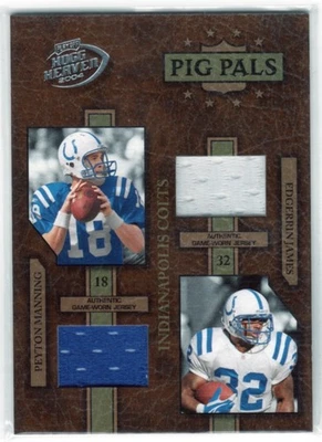 Camisetas 2004 Playoff Hogg Heaven Pig Pals #PP13 Manning/Edgerrin James #d/100 Foto 1 de 2