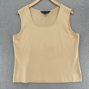 Top Ming Wang Mujer Grande Beige Sin Mangas Tejido Elástico Pullover Todos los Días Informal - Imagen 1 de 11