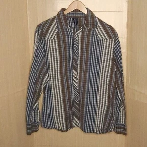Jack Herren Hemd blau braun Western Pearl Snap XL - Bild 1 von 6
