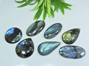 Lote de 7 piezas de piedras preciosas sueltas mezcla cabujón multi labradorita natural 32X32-21X45MM - Imagen 1 de 6