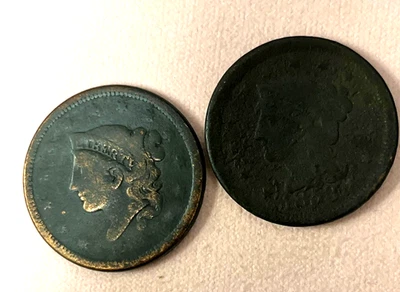 Lot of 2 Large Cents Liberty Braided Hair Nice details - Image 1 of 4