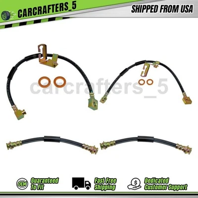 4 Front Rear Brake Hydraulic Hose For 1991 Chrysler Daytona Shadow 2.5L - Image 1 of 4