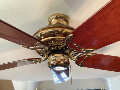 USA Made Casablanca Mercury Ceiling Fan - 3 Speed, Brass & Copper, Vintage 1990 - Image 1 of 4