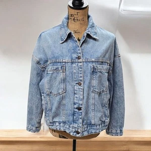 Free People Women's Rumors Cropped Faded Blue Denim Jacket 3/4 Sleeves XS NWOT - Picture 1 of 10