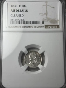 1833 H10C Capped Bust Half Dime NGC AU Details, Cleaned - Picture 1 of 3