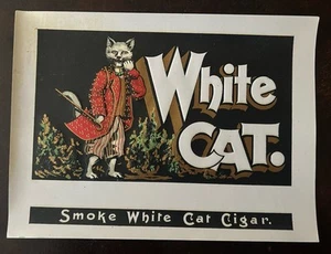 Antigua Colección - GATO BLANCO - ETIQUETA DE CAJA DE CIGARROS - Interior - CHAQUETA ROJA PARA FUMAR Original. - Imagen 1 de 3