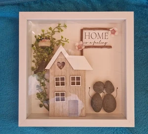 IPonArt 3D Steinbild, 23X23 cm Handarbeit, im Rahmen, "Home",  Unikat. - Bild 1 von 2