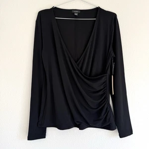 Halogen Faux Wickel Langarm Top Damen L Neu mit Etikett Nordstrom klassisch Büro Karriere - Bild 1 von 10