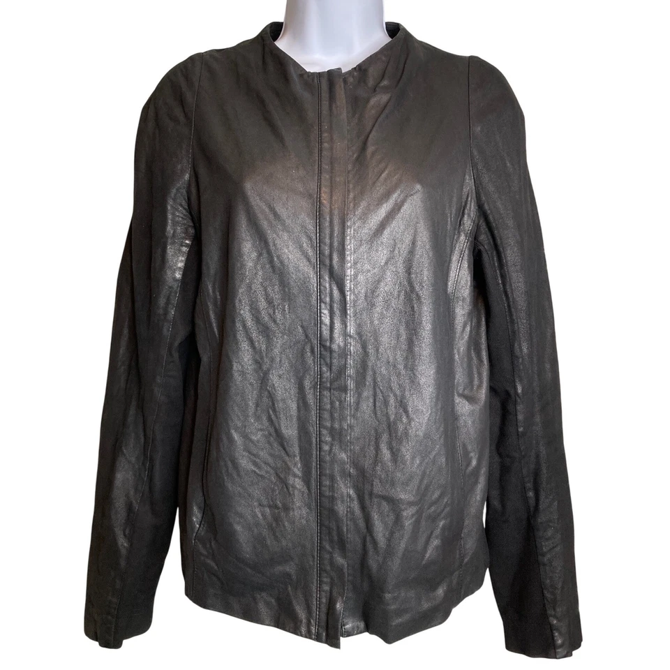 Vince Womens Black 100% Lamb Leather Moto Jacket Sz L Soft Supple Boho Luxe - Image 1 of 4