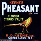 Winter Garden Florida Pheasant Bird Orange Citrus Fruit Crate Label Art Print