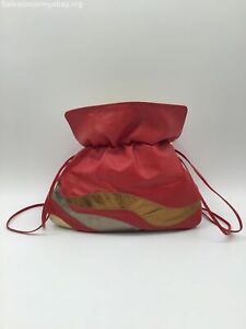 VINTAGE LETISSE RED GOLD BRONZE CLUTCH CROSSBODY LEATHER PURSE