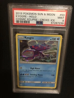 2019 Pokémon Sun & Moon Kyogre-holo Cosmic Eclipse-cracked Ice PSA 9 Pokémon Tcg - Image 1 of 3