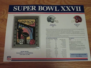 Super Bowl XXVII DALLAS COWBOYS vs BUFFALO BILLS 6" Patch TROY AIKMAN MVP - Picture 1 of 2