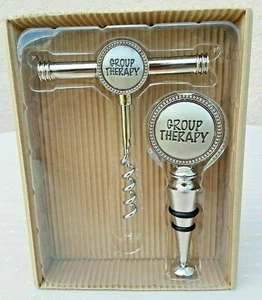 NIB Top It Off SS Wine Corkscrew & Stopper Gift Set Group Therapy Collectible - Picture 1 of 3