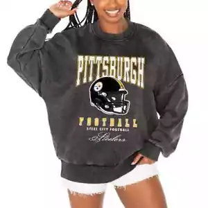 Pittsburgh Steelers NFL Vintage Wash Oversized Sweatshirt Women's MEDIUM NWT - Picture 1 of 17