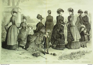 Gravure de mode La Mode illustrée (Maison Coussinet) Manteaux hiver - Picture 1 of 1