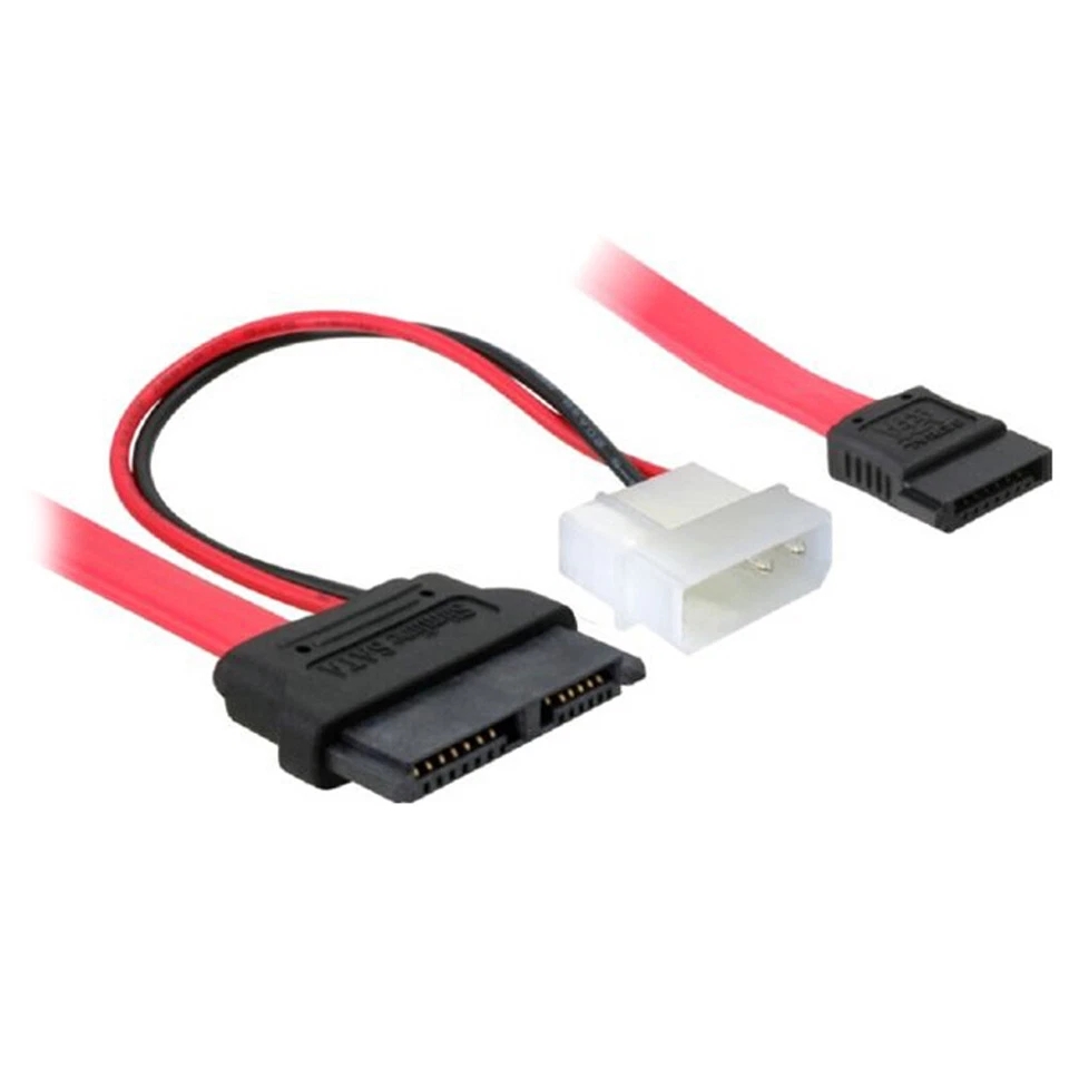 P30 SATA Slim Adapter 7+6pin Buchse auf 4pin Strom & 7pin SATA, 2pin belegt - Bild 1 von 4