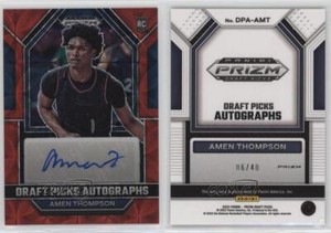 2023-24 Panini Prizm Draft Picks Choice Red /40 Amen Thompson Rookie Auto RC