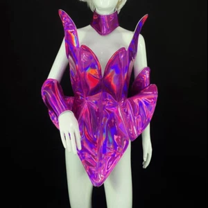 Shiny Laser Futuristic Outfit Set Sexy DJ Dancer Performance Nightclub Costume - Picture 1 of 18