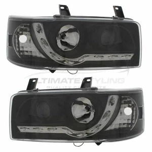 VW Transporter T4 Headlights LED DRL Projector Style Short Nose Upgrade Black - Picture 1 of 12