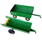 John Deere Green Farm Barge Wagon Trailer and Spreader SET of 2 Items 1/32 scale