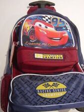Disney Store CARS Navy Burgundy Lightning McQueen 95 Rolling Backpack Lunch Bag