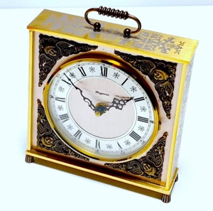 Dugena Quartz Uhr - Tischuhr/Kaminuhr - Messinguhr - H.14 cm - Bild 1 von 7