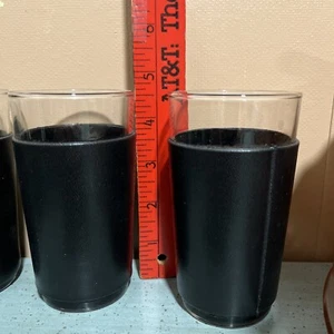 MCM Libbey Black Faux Leather Wrapped Glasses 6 oz. Set Of 11 - Picture 1 of 3