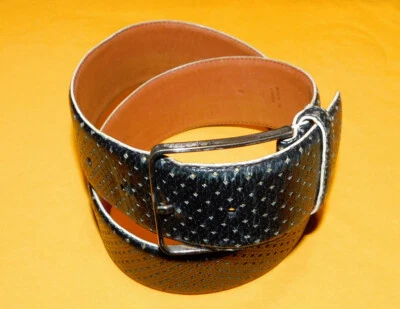 WOMEN'S LAUREN RALPH LAUREN BLACK/YELLOW GENUINE LEATHER BELT SIZE S - 28/70cm. - Image 1 of 4