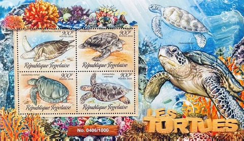 TOGO SEA TURTLES STAMPS SHEET OF 4 MNH 2016 CORAL WILDLIFE OCEAN MARINE LIFE SEA Cover