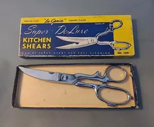 Vintage In-Genia Super DeLuxe Küchenschere 8" Chrom geschmiedeter Stahl Italien Schere - Bild 1 von 6