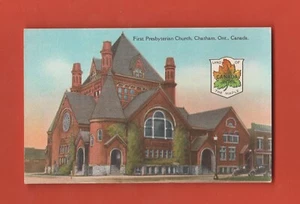 VINTAGE ERSTE PRESBYTERIANISCHE KIRCHE CHATHAM ONTARIO POSTKARTE - Bild 1 von 2