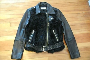Michael Kors Gold Hardware Genuine Leather Jacket with Genuine Fur Front! Sz Med - Picture 1 of 8