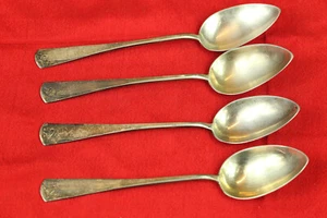 Antique 1930 LATVIAN 875 (Milda) SILVER TEASPOONS SET 4pcs - 52gr - Picture 1 of 8