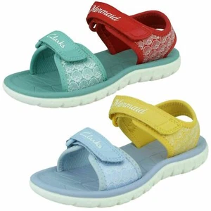 Girls Clarks Casual Summer Sandals - Surfing Sea - Picture 1 of 12