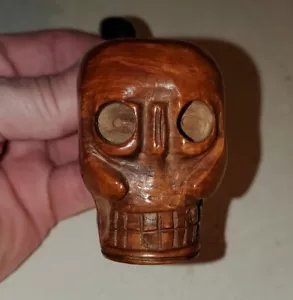 Vintage handgeschnitzte Hartholz Totenkopf Pfeife Punzen auf Sterling Band - Bild 1 von 22