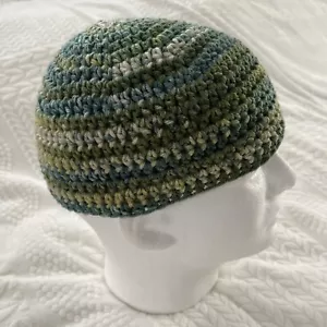 Gorro gorro Kufi hecho a mano de ganchillo multicolor calavera adulto - Imagen 1 de 5