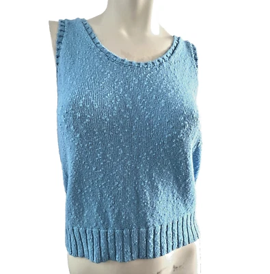 Loft Women Knit Tank Top S Y2K Sleeveless Summer Cropped Beachy Flirty Baselayer - Image 1 of 4