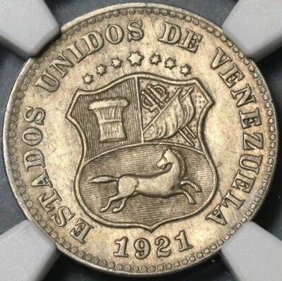 Moneda Caballo 5 Céntimos Venezuela 1921 NGC AU 55 (21062102C) Foto 1 de 4