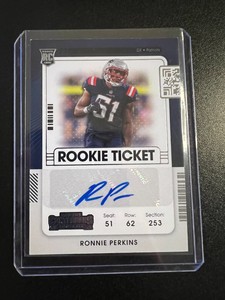 2021 Panini Contenders Rookie Ticket Ronnie Perkins Auto - New England Patriots