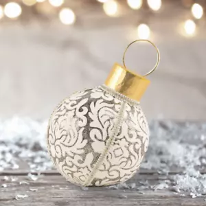 10" Pattern Grey/Gold Bauble Christmas Decor *SHIPS WITHIN 10 DAYS* NEW 2024 - Picture 1 of 1