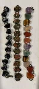 VINTAGE LOT OF (3) 7" LONG REAL STONES BRACELETS VERY PRETTY , No Tarnishing - Picture 1 of 5