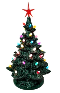 Gorgeous 1981 Vintage Ceramic Lighted Christmas Tree 16” With Holly Base ~WORKS! - Picture 1 of 14