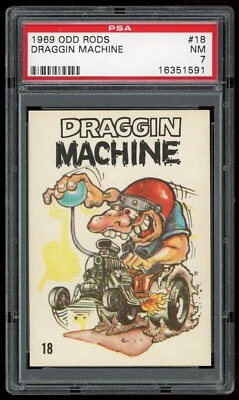 1969 Donruss Odd Rods Sticker #18 Draggin Machine PSA 7 - Image 1 of 2
