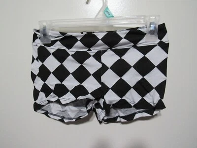 New One Blonde One Brunette Shorts Size M Juniors Black White Squares - Image 1 of 3