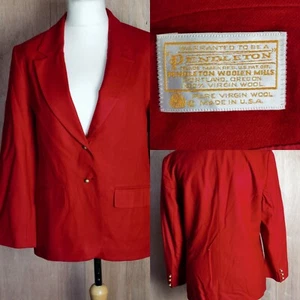 Vintage Pendleton Damen 100%Schurwolle Rot Gr.12 Mantel Blazer Overcoat - Bild 1 von 7