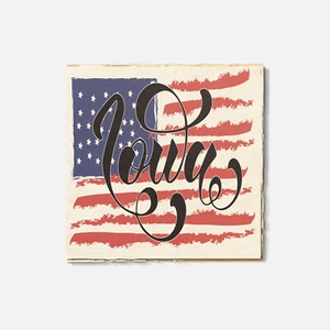 Iowa USA State Grunge America Flag 4'' X 4'' Square Wooden Coaster - Picture 1 of 3